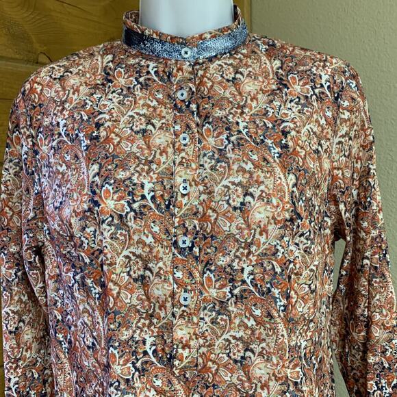 Georg Roth Los Angeles Blouse XS Paisley Popover long sleeve tunic top - Picture 2 of 11